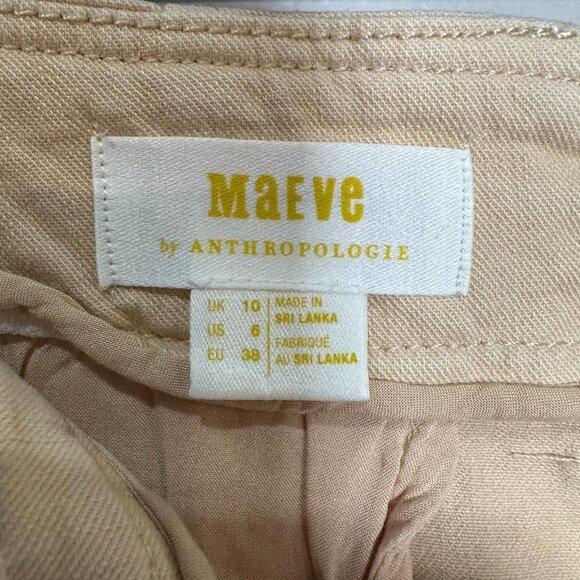 Maeve Anthropologie Culotte Wide Leg Cropped Pants Size 6 Beige High Waisted - Picture 7 of 9